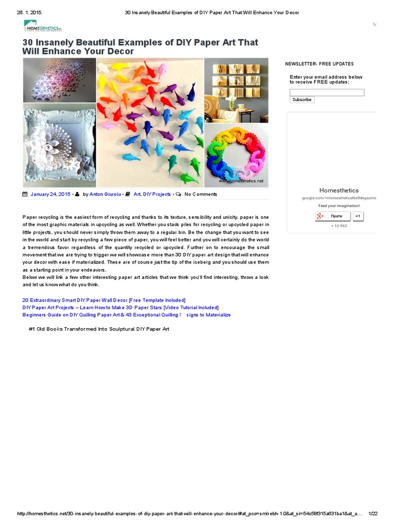 DIY Paper Art Ideas for Home Decor | PDF | Interior Design | Origami