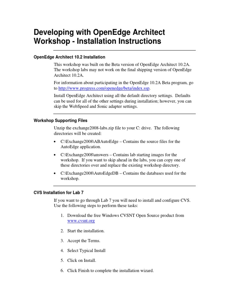OpenEdge Architect 10.2 Installation Guide | PDF | Installation ...