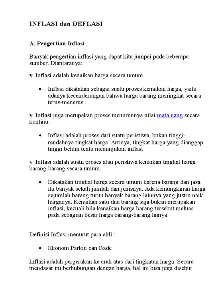 Inflasi: Definisi dan Klasifikasinya | PDF | Ilmu Sosial