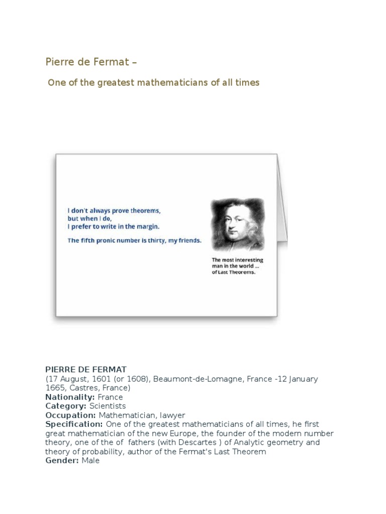 Pierre de Fermat: The Enigmatic Prince of Number Theory in the Renaissance  – Math Tools, image size:768x1024