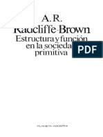 Clase 16-17-18!19!20 y 21 Radcliffe Brown Estructura y Función en La Sociedad Primitiva