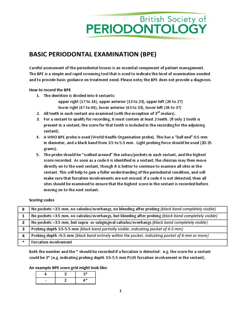 Basic Periodontal Examination (Bpe) | PDF | Self-Improvement | Wellness