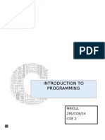 Introduction to Programming - MRIDUL 291/COE/14