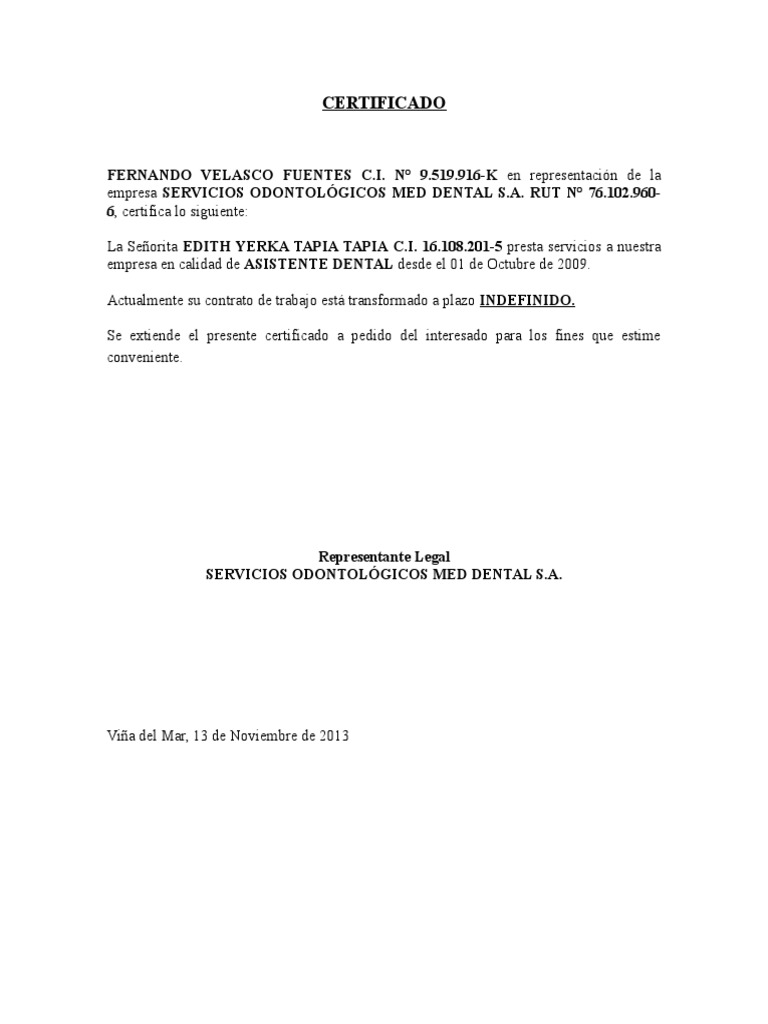 Certificado de Antiguedad Laboral
