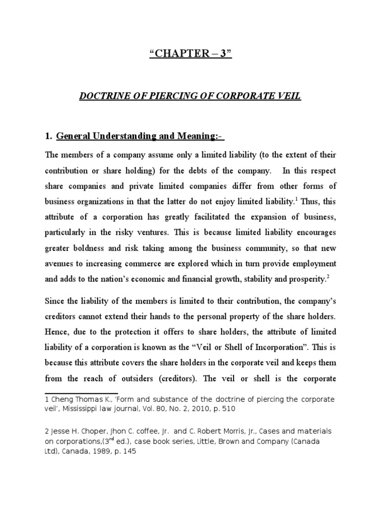 Doctrine Of Piercing Of Corporate Veil Piercing The