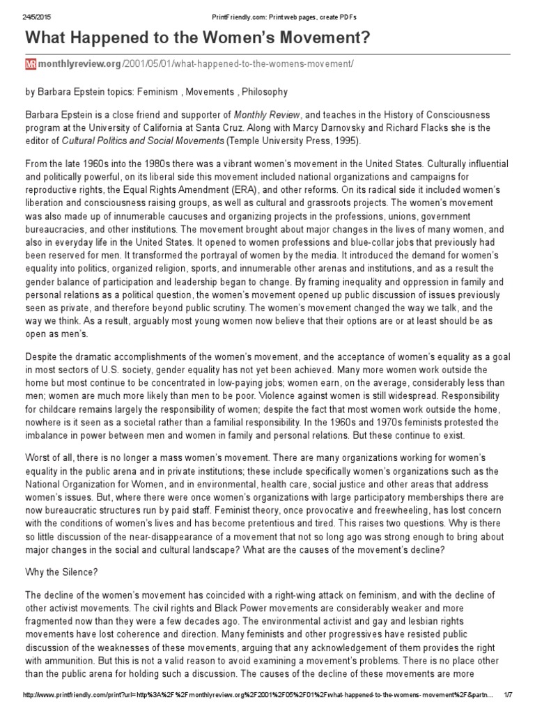 Decline of the Women's Movement | PDF | Feminism | Gender Studies