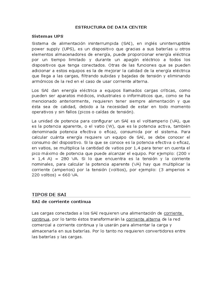 Estructura De Data Center Pdf Ingenieria Eléctrica Electricidad