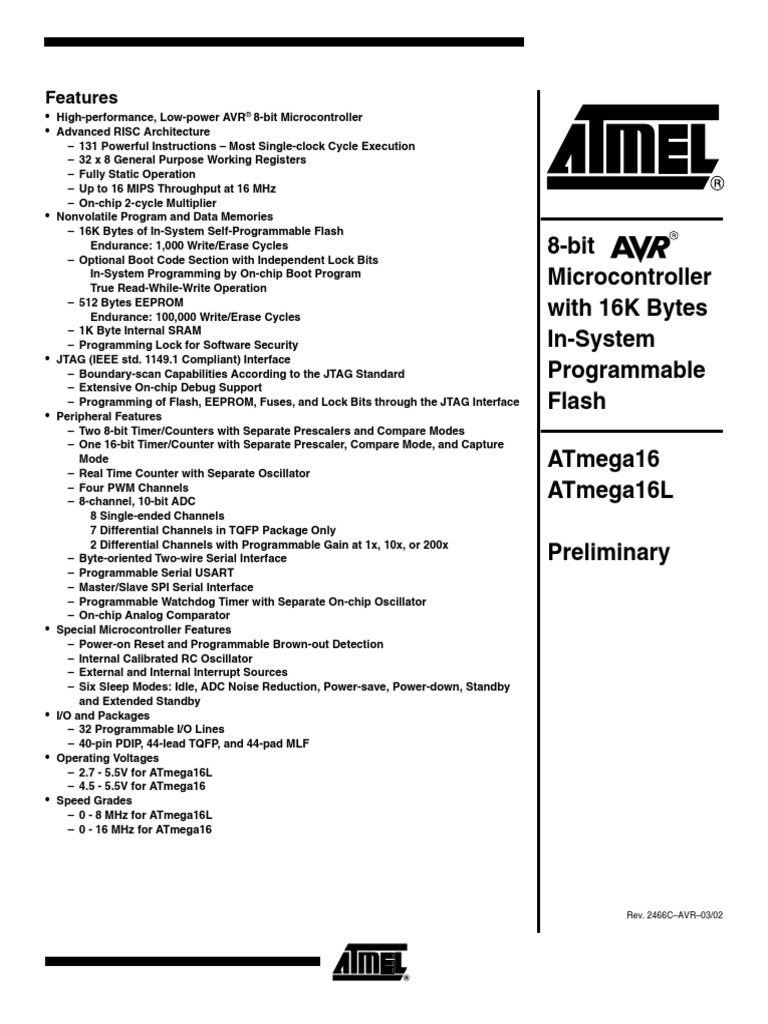 Atmega16 Data Sheet PDF | PDF | Instruction Set | Booting