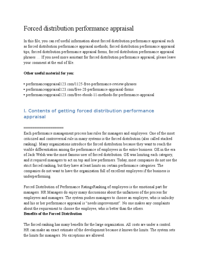 Understanding Forced Distribution Appraisal | PDF | Performance ...