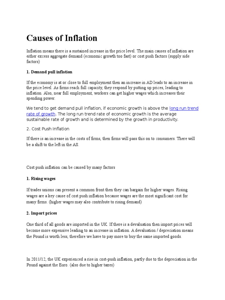 Causes of Inflation | PDF | Money Supply | Inflation