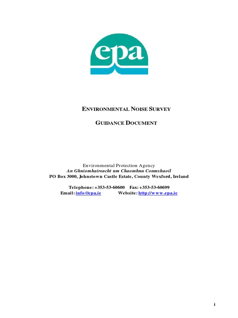 EPA Environmental Noise Survey | PDF | Technology & Engineering