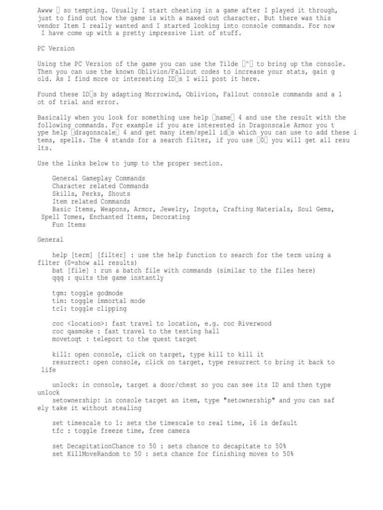 коды skyrim playstation