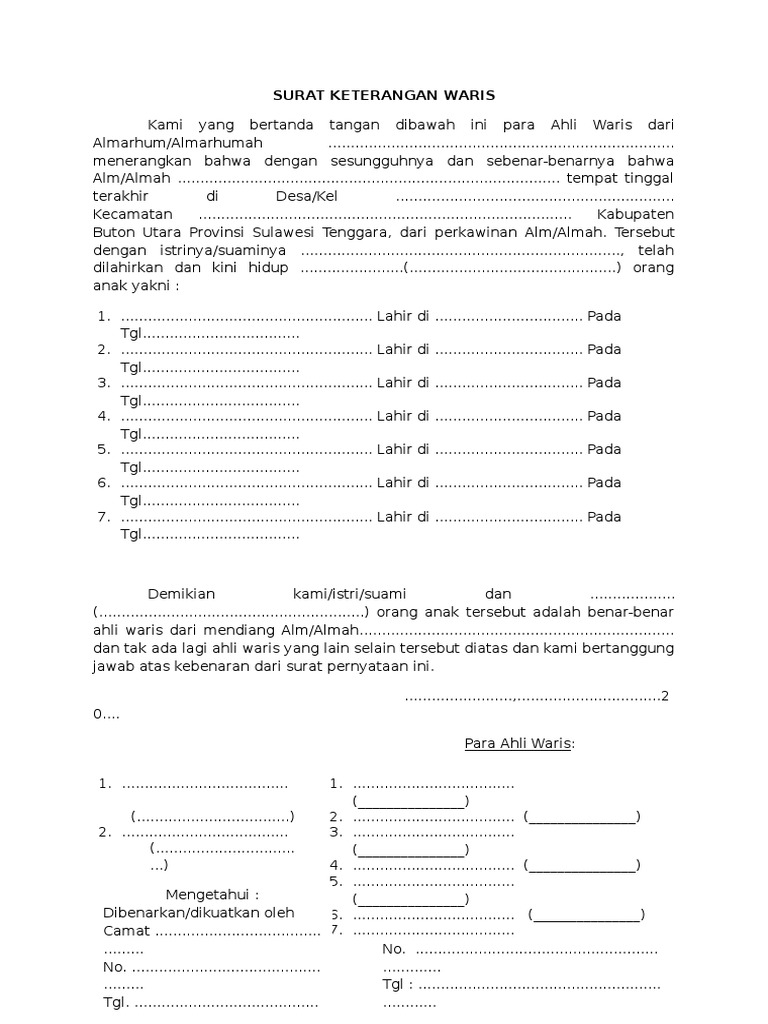 Surat Keterangan Waris