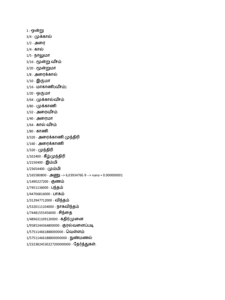 Tamil Numbers | PDF