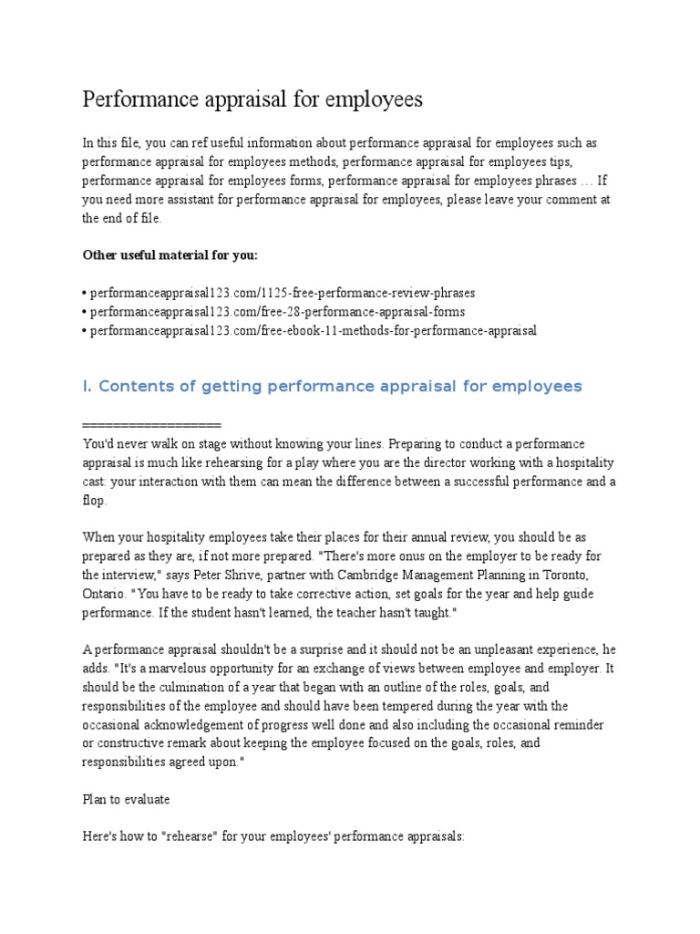 Employee Performance Appraisal Guide | PDF | Performance Appraisal ...