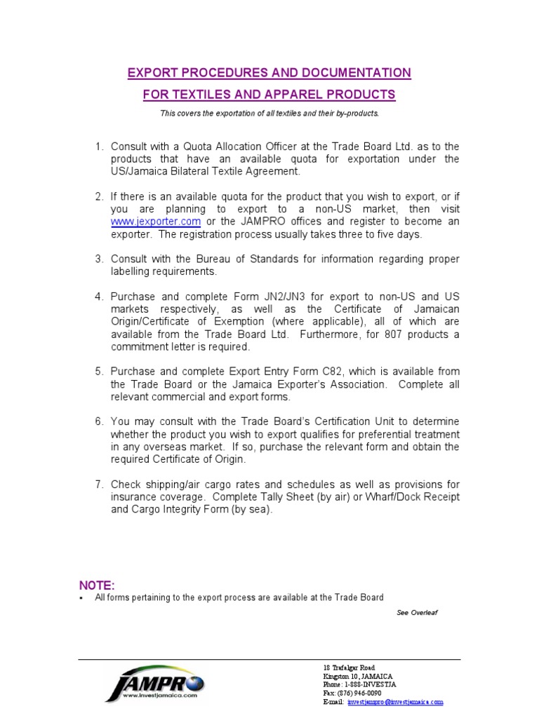 Textile Export Documentation | PDF | Law
