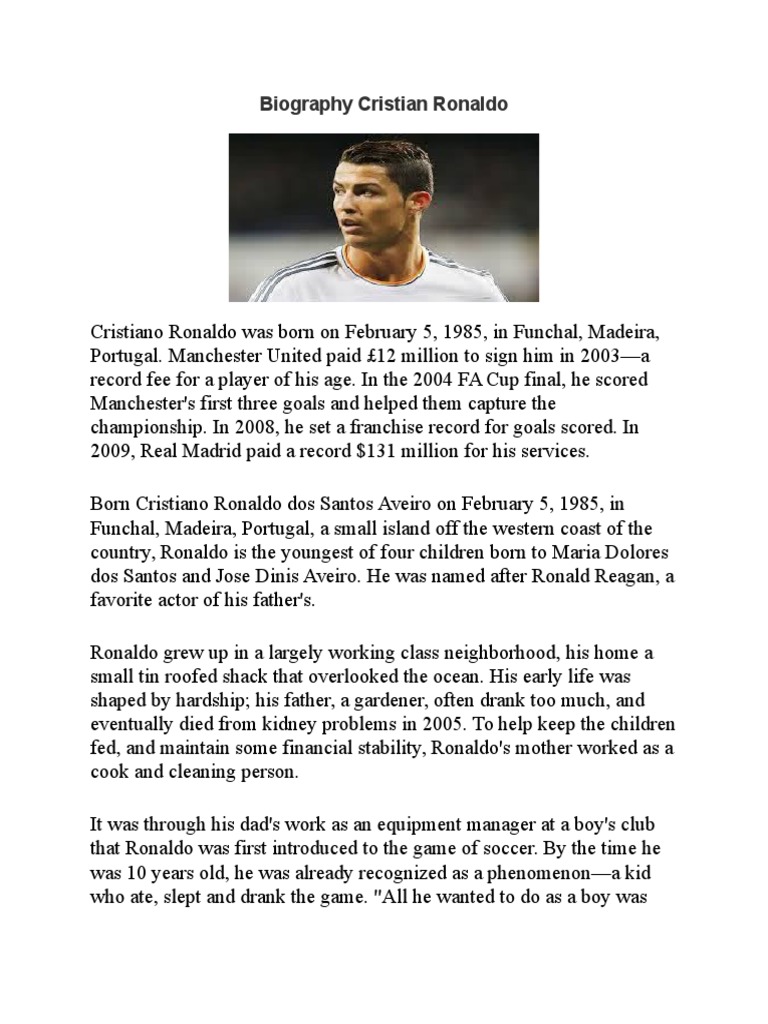 Biography Cristian Ronaldo Association Football Association