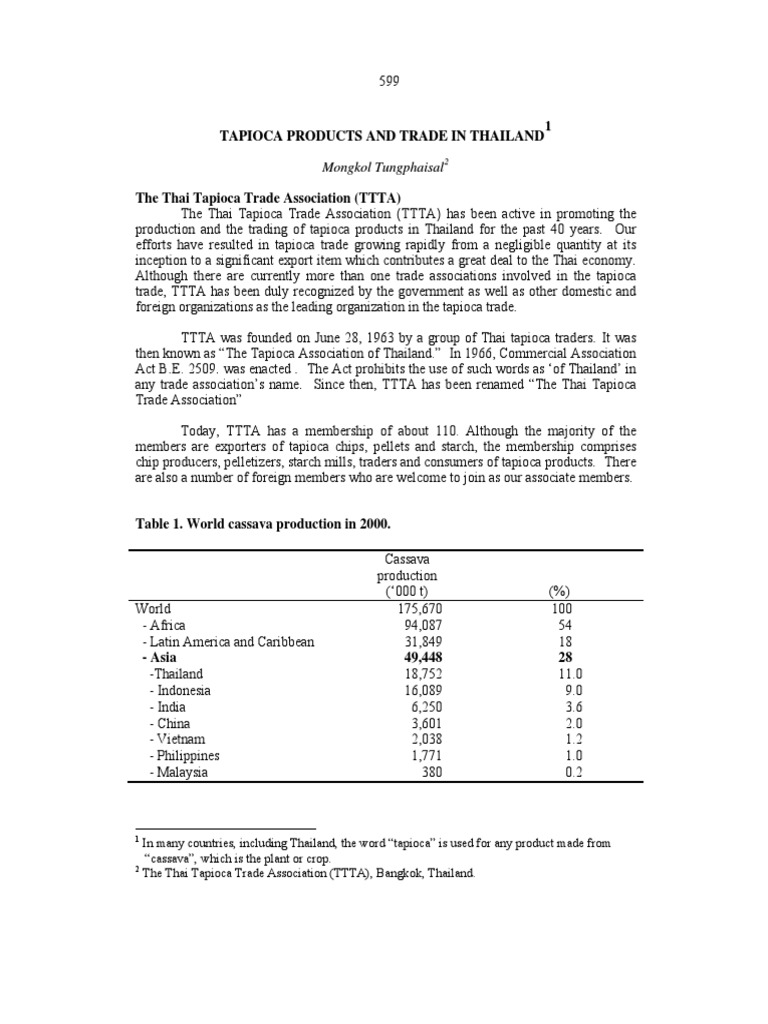 Article - Tapioca Products & Trade in Thailand PDF | PDF | Thailand ...