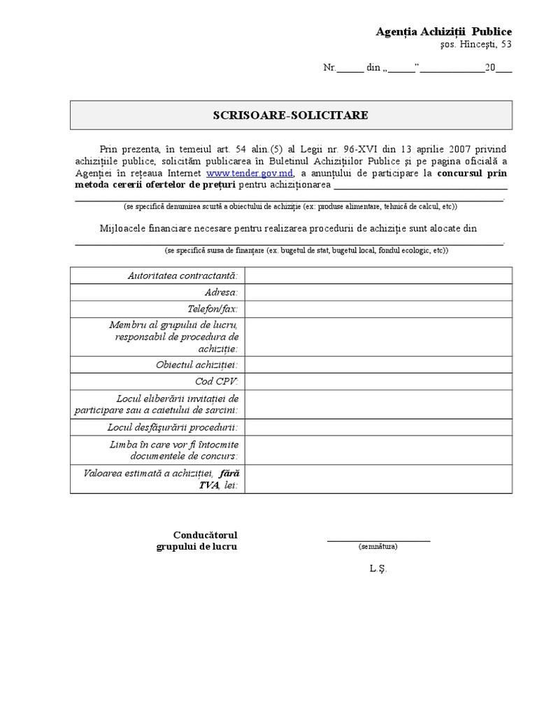 02.02. Scrisoare de Solicitare COP (Model) CPV | PDF
