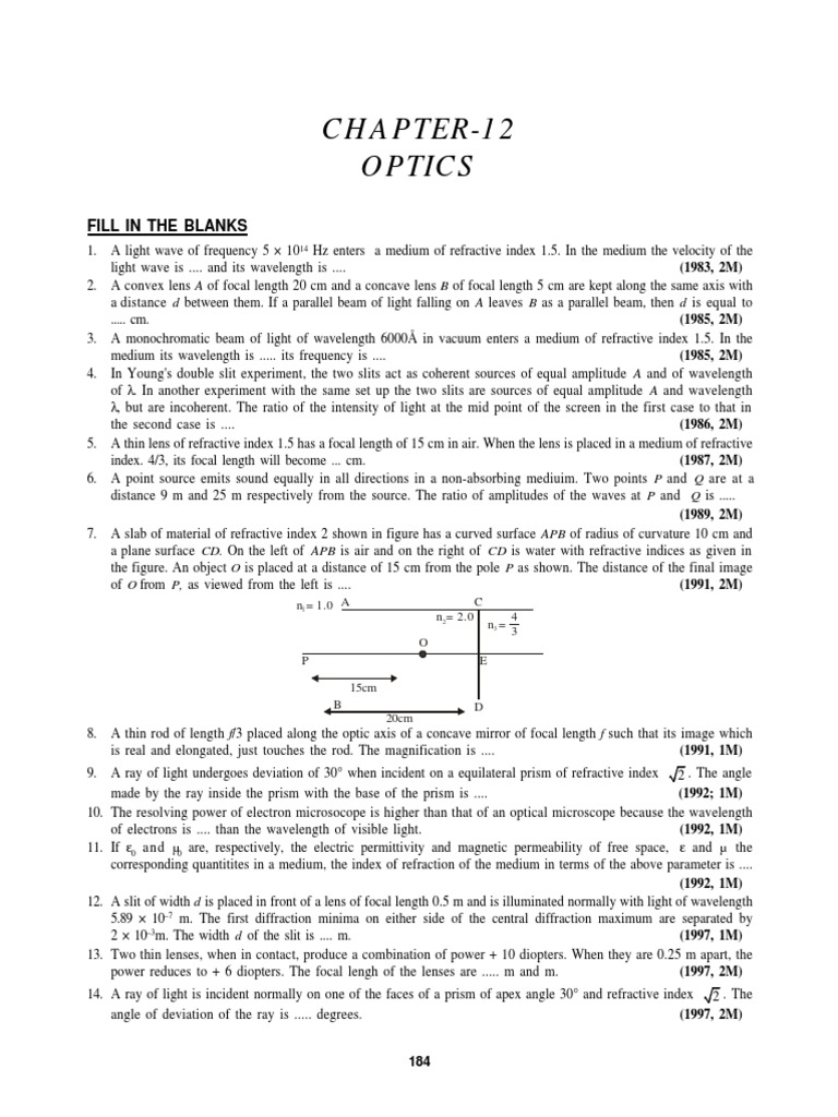 Optics: Lens and Light Behavior | PDF | Lens (Optics) | Refractive Index