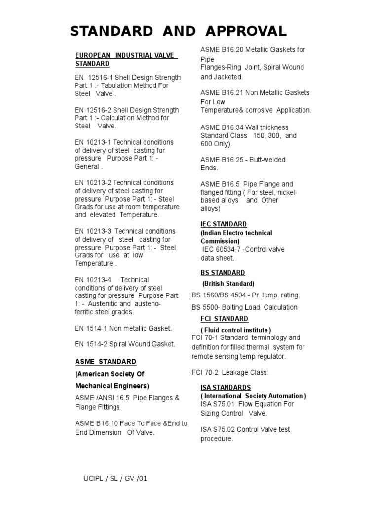 European and ASME Valve Standards Guide | PDF