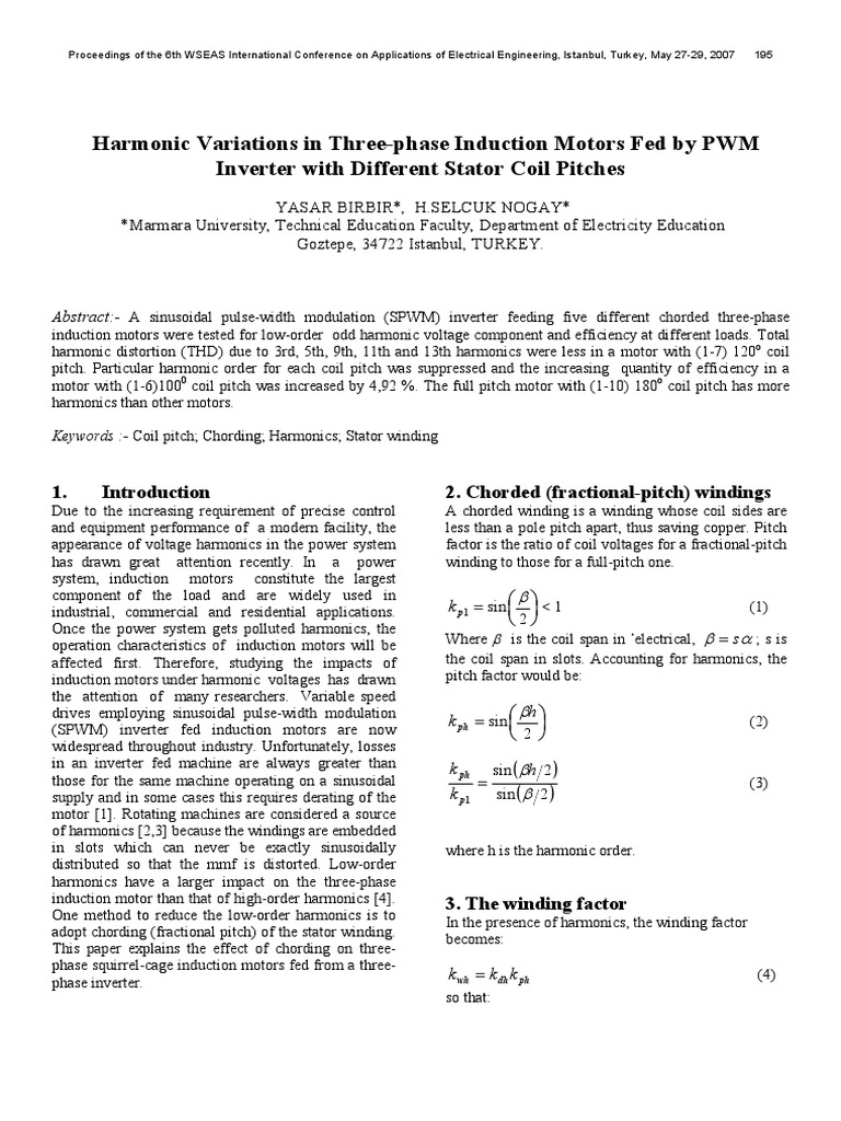 Harmonic Analysis of Induction Motors | PDF | Power Inverter | Inductor