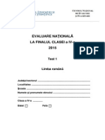 Evaluarea Nationala Limba Romana, Clasa 4 - Test 1