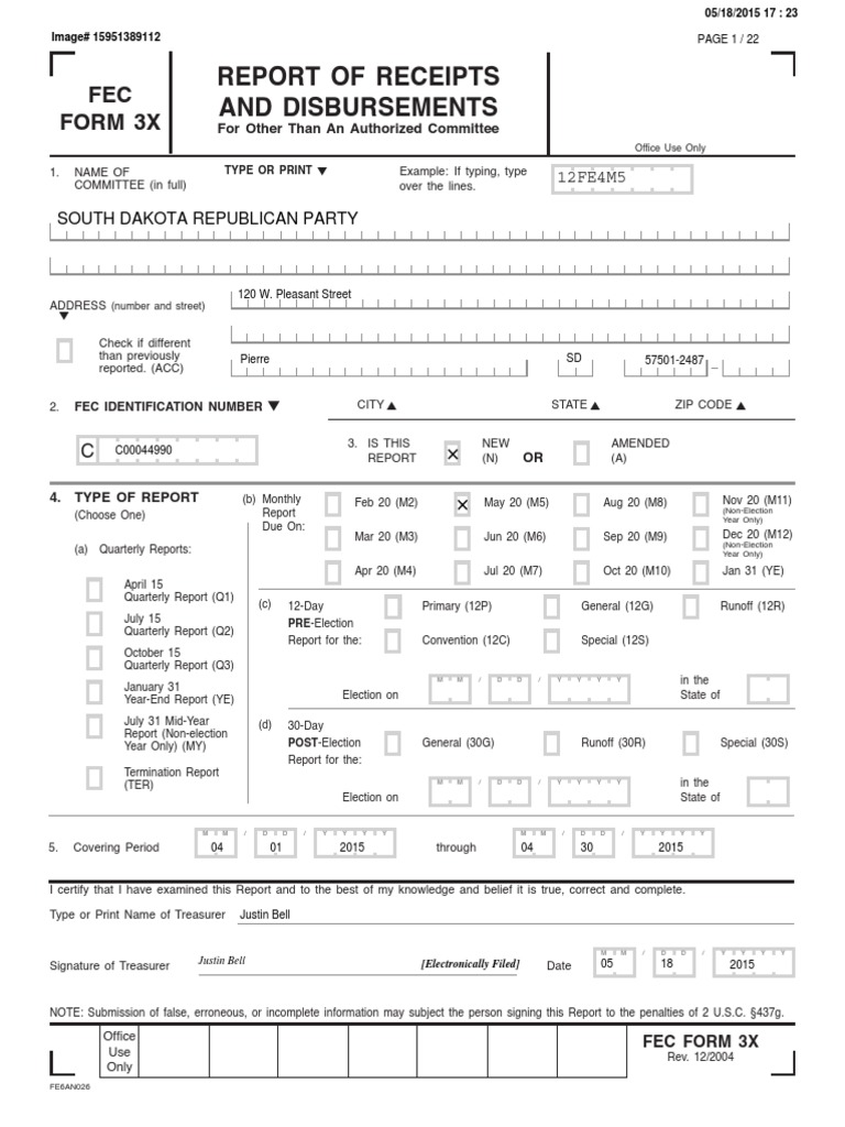 SDGOP May 2015 FEC Report | PDF | Political Action Committee | Written ...