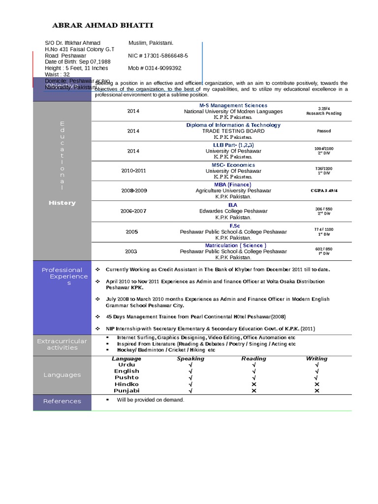 Career Profile: Abrar Ahmad Bhatti | PDF | Career & Growth | Business