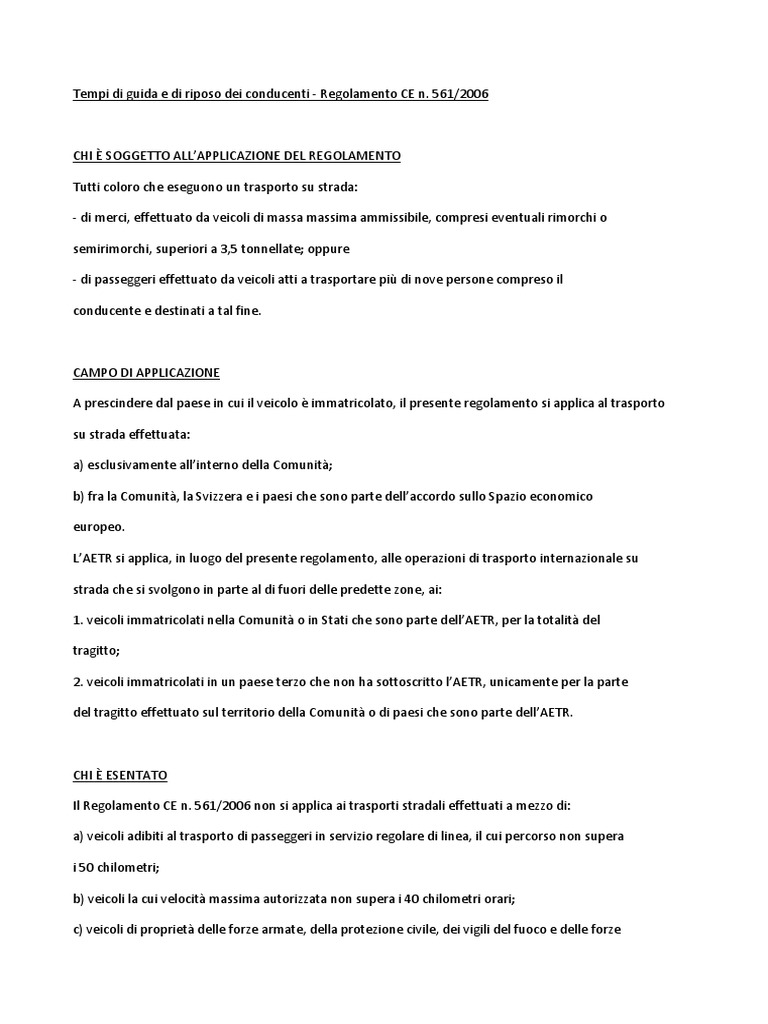 2 Regolamento Ce 561 2006 | PDF