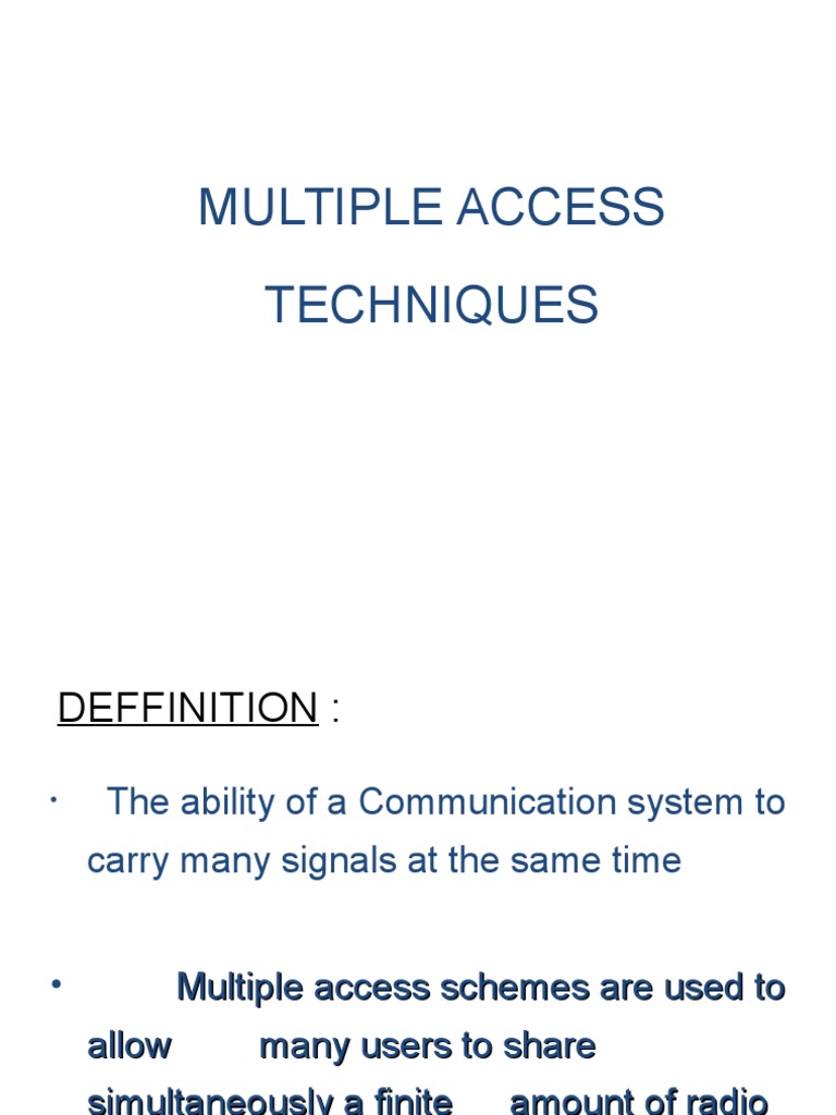 Multiple Access Techniques Explained | PDF | Code Division Multiple ...