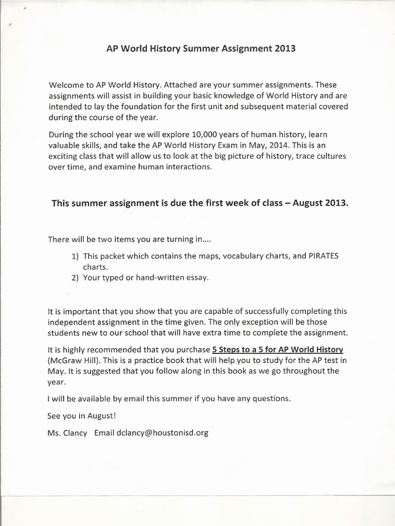 AP World History Summer Assignment 2010001 PDF PDF Essays Society