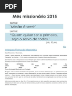 Convite Para Formação Missionária