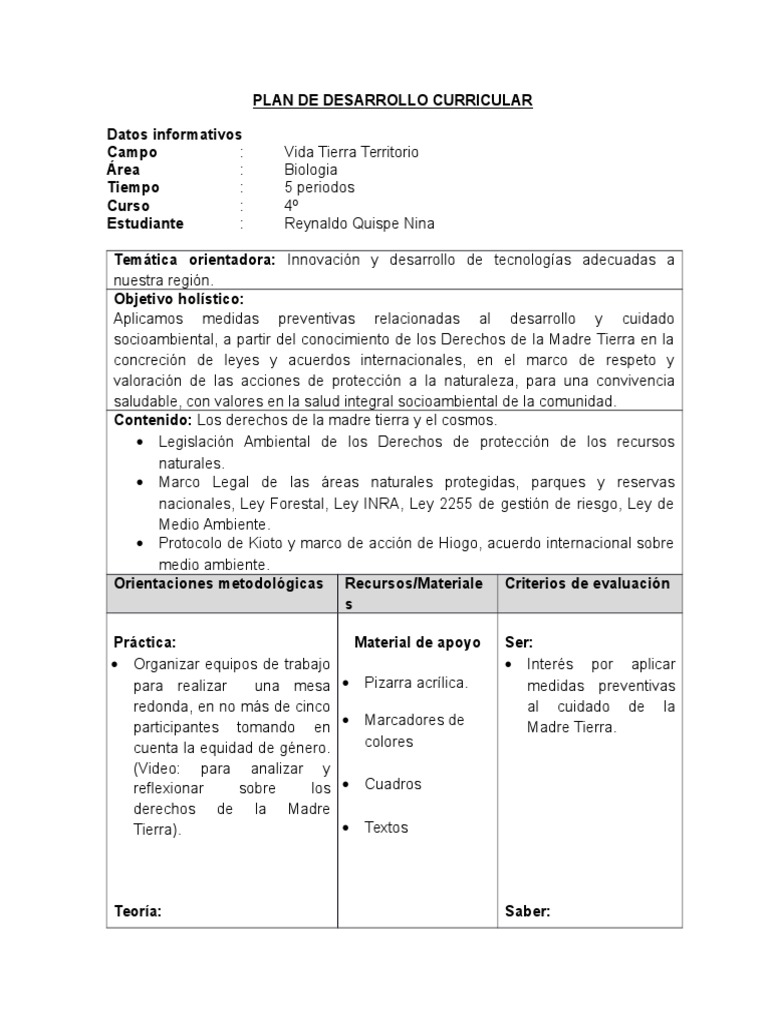 Plan Curricular de Biología Secundaria | PDF | Tierra | Science