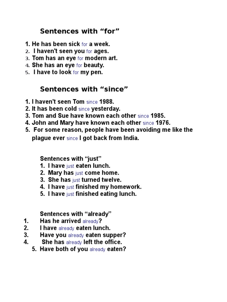 Example Sentences with Common Words | PDF