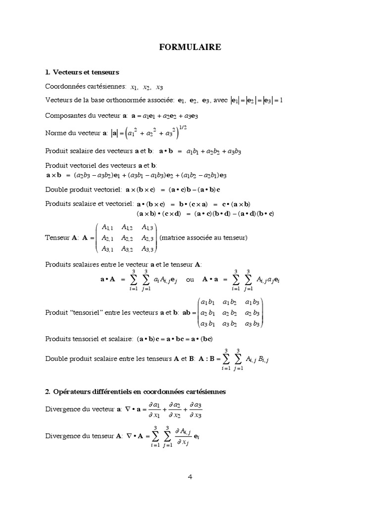 Concepts de tenseurs et opérateurs mathématiques | PDF | Tenseur ...