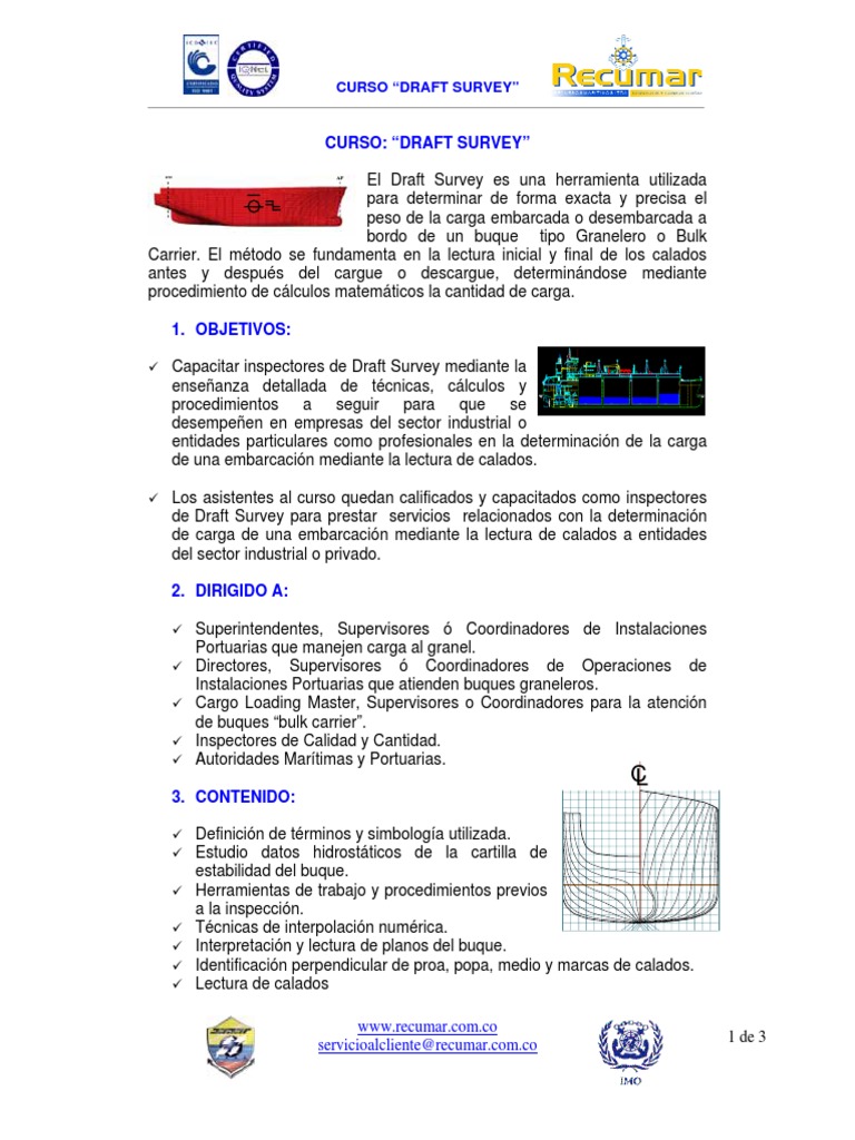 Curso de Draft Survey para Puertos | PDF | Buques | Ingeniería