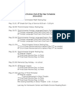 End of The Year Schedule 2015