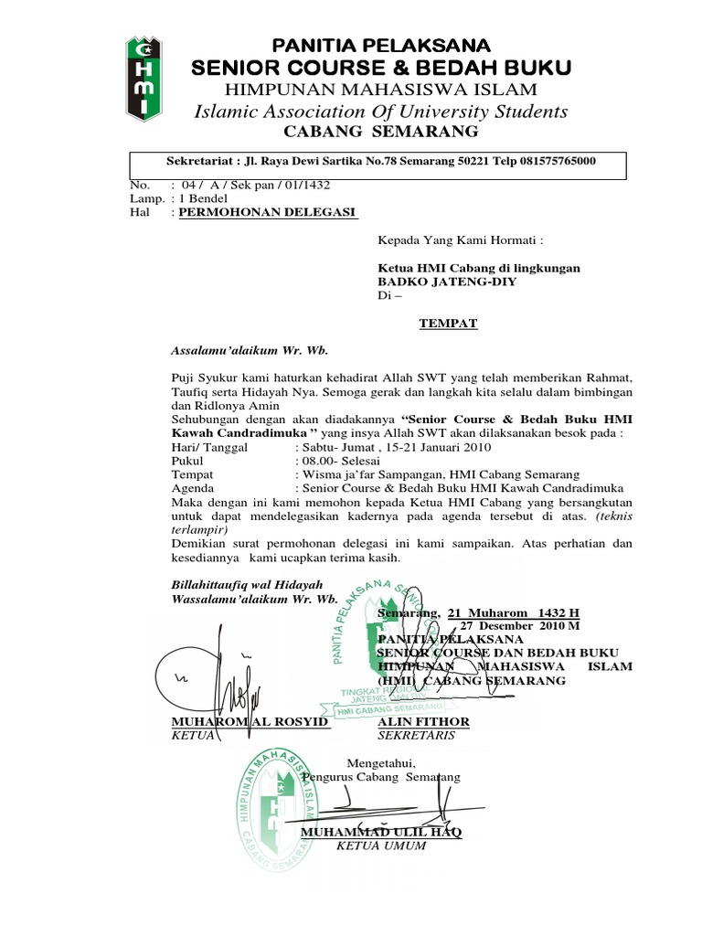 Contoh Surat Permohonan Delegasi Pdf