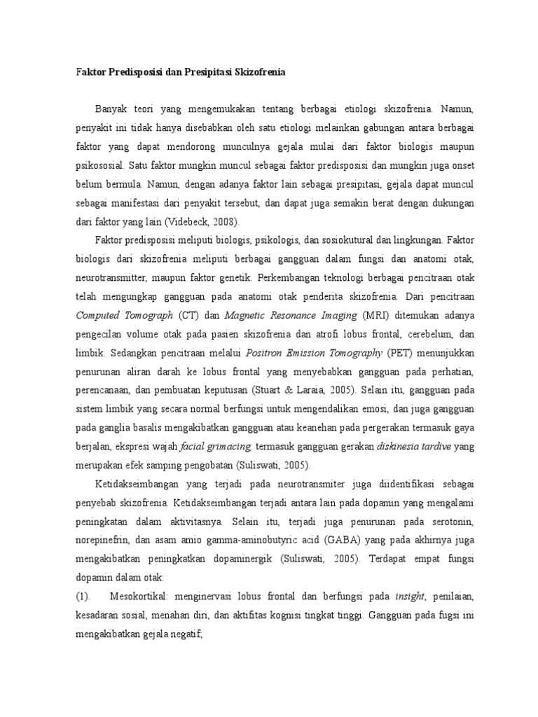 Faktor Predisposisi Dan Presipitasi Skizofrenia PDF