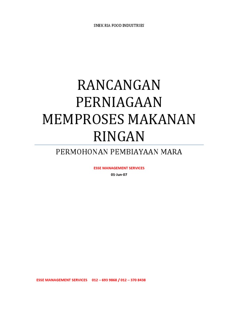 Contoh Rancangan Perniagaan - Makanan Ringan