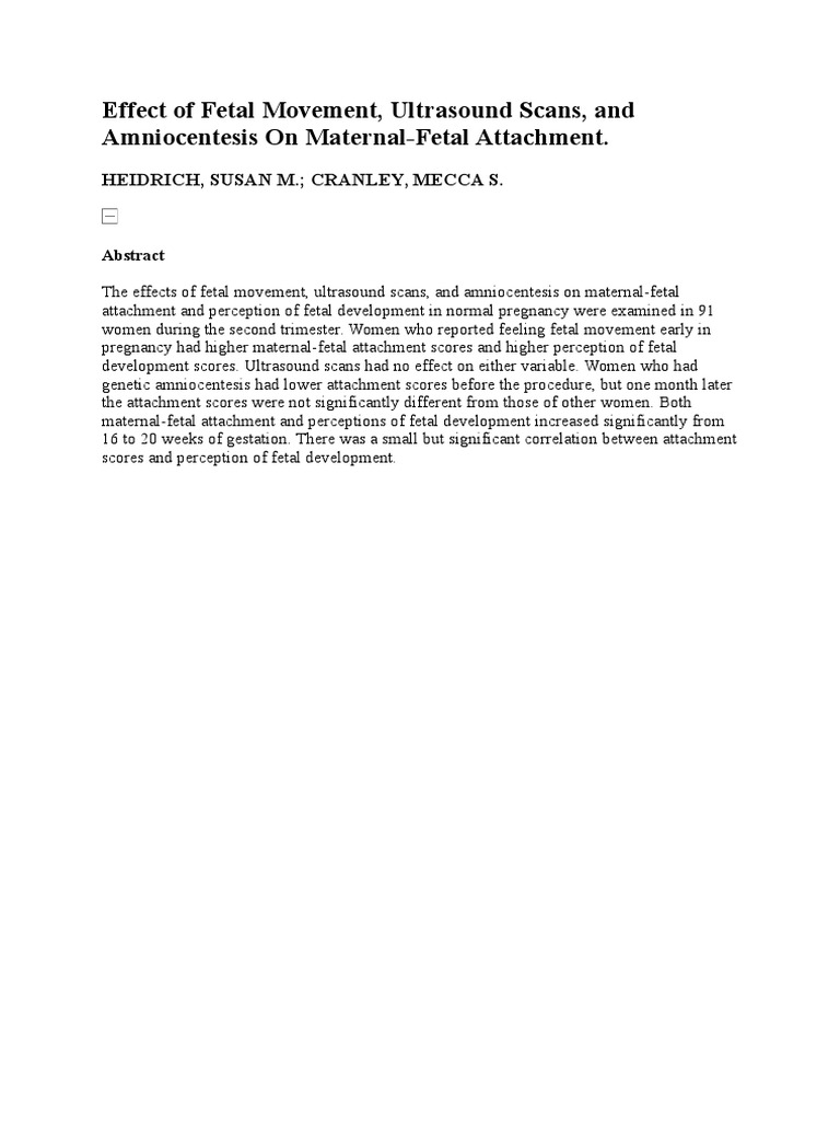 Fetal Movement and Maternal Attachment | PDF