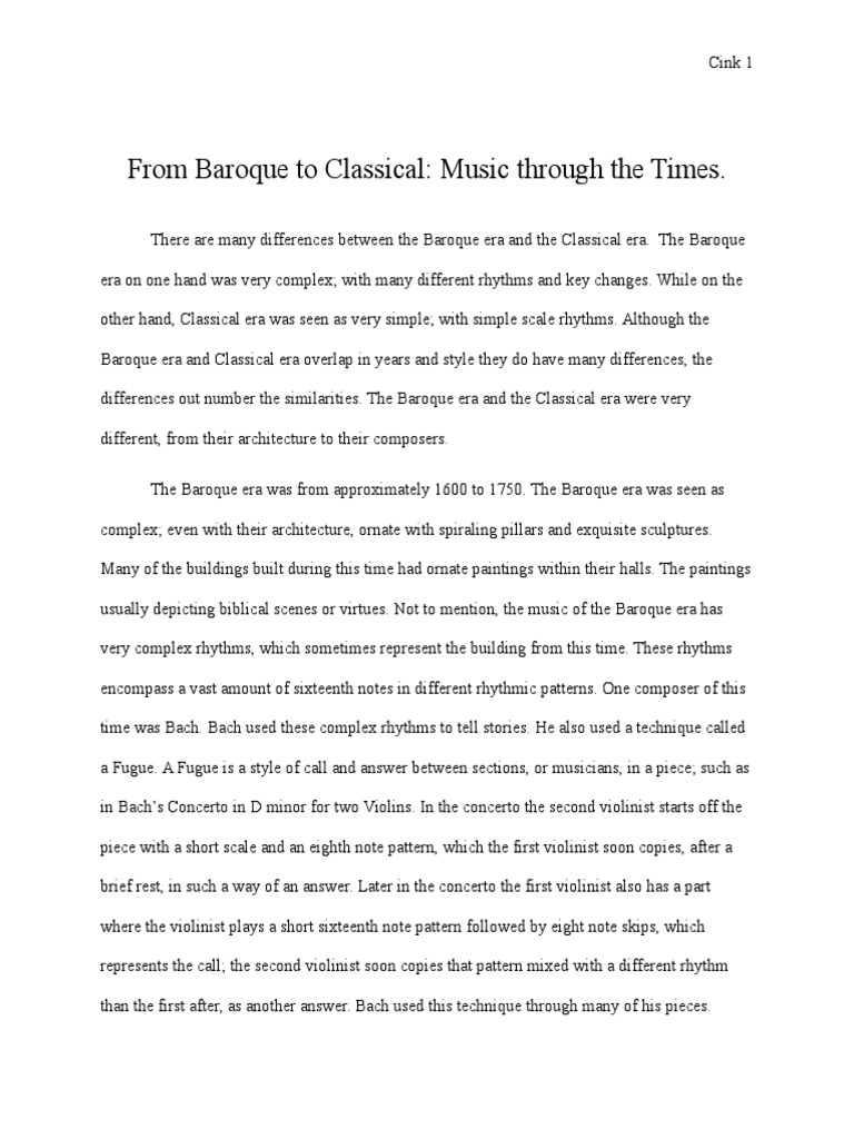 Baroque vs. Classical Music Differences | PDF | Classical Period (Music ...