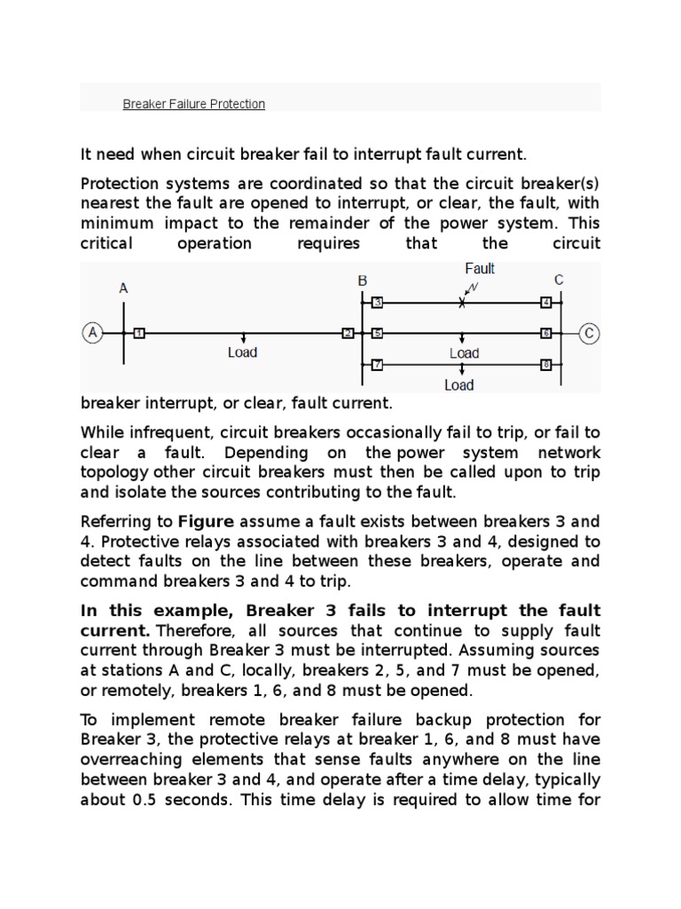 Breaker Failure Protection PDF Electric Power System Relay