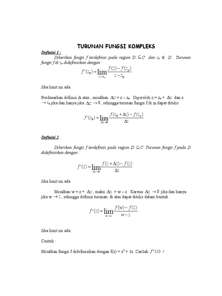 Turunan Fungsi Kompleks Doc