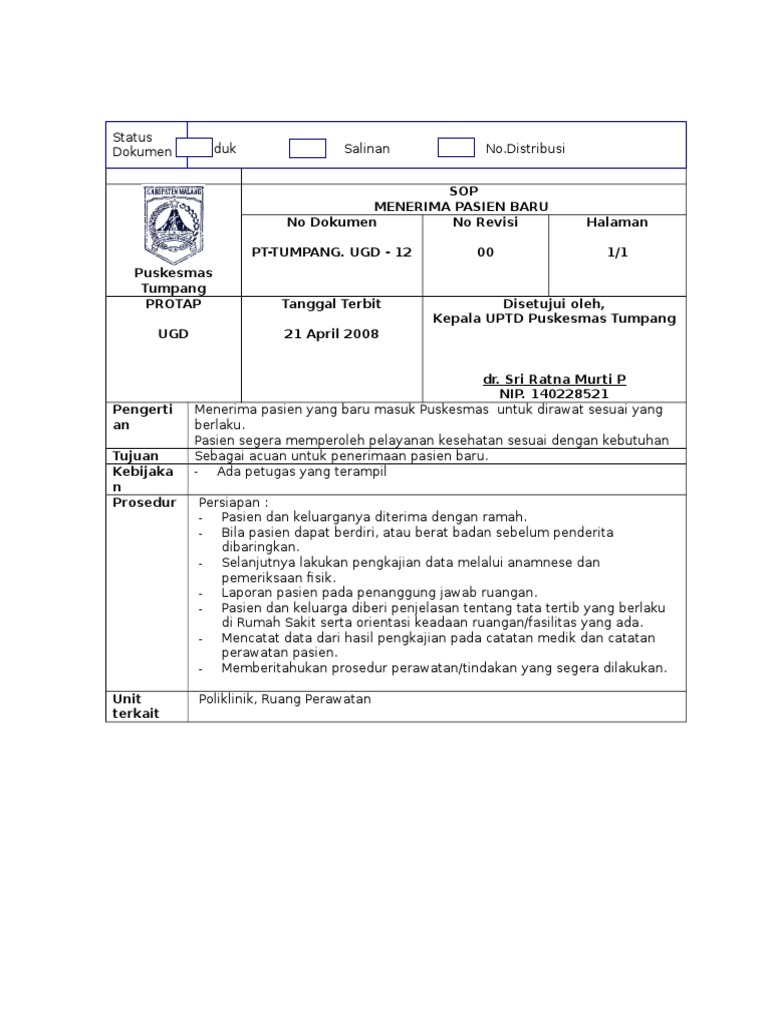 Sop Administrasi Klinik Mahamaitri