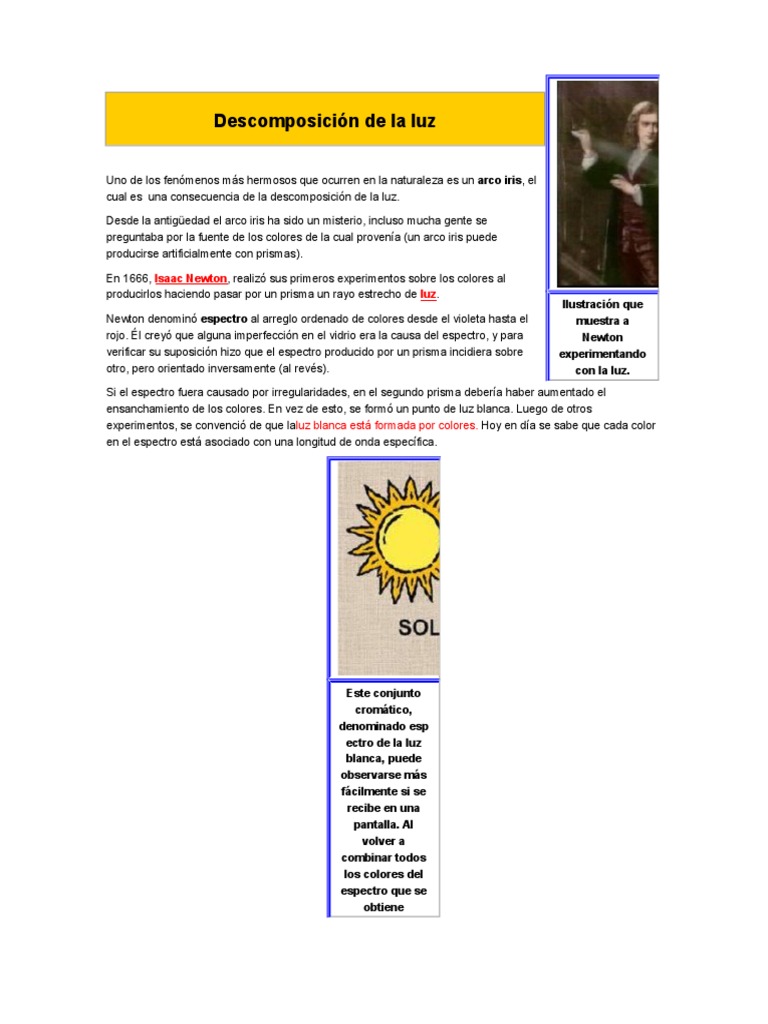 Descomposición de la luz y arco iris | PDF | Ligero | Arco iris