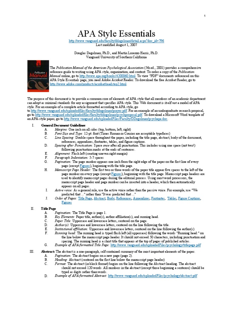 APA Style Guidelines for Academic Writing | PDF