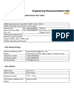 Engineering Recommendation G83: Appendix 4 Type Verification Test Sheet