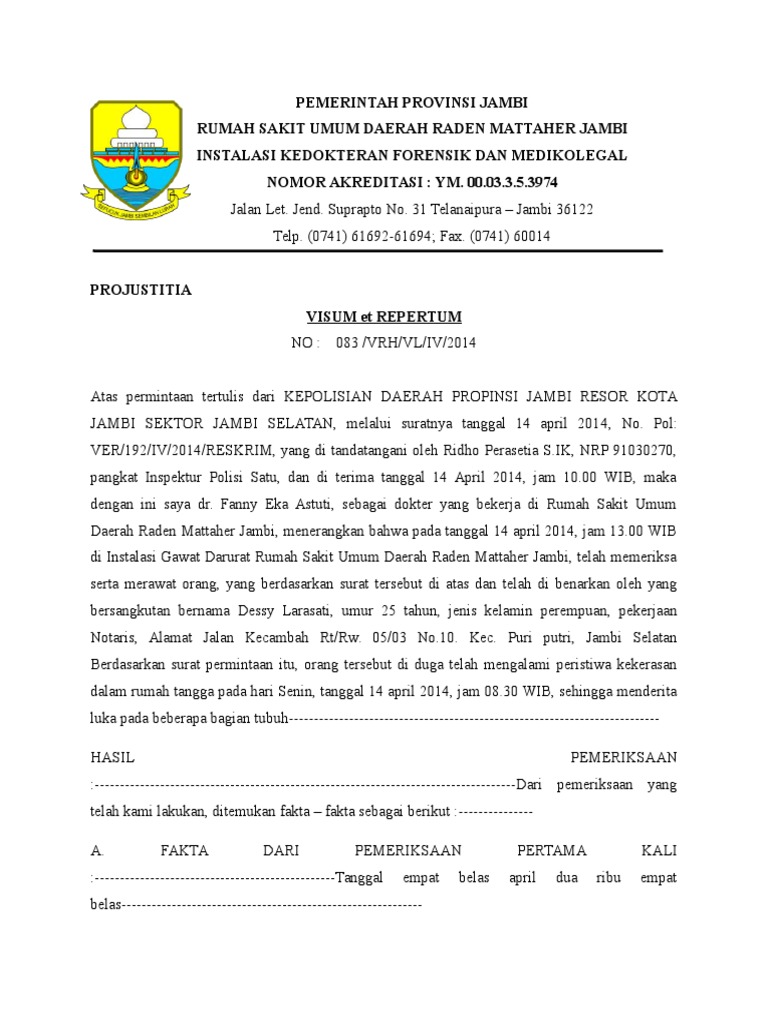 Visum Kekerasan Dalam Rumah Tangga Kdrt